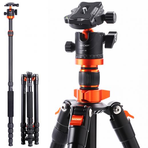 Photo 1 of 67”/1.7m Aluminum Portable Camera Tripod Travel Tripod 22lbs Load with Detachable Monopod 