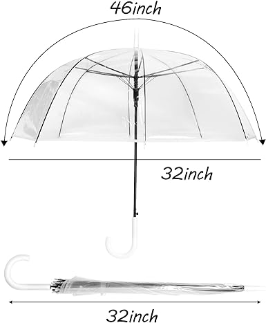 Photo 1 of  46 Inch Clear Bubble Umbrella J Handle Automatic Open Umbrellas Large Transparent Windproof Waterproof Stick Umbrella for Men and Women Wedding Ceremony Event B 