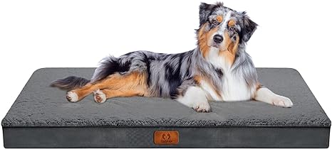 Photo 1 of 36x27CozyLux Dog Bed for Large Dogs, Big Orthopedic Egg Crate Foam Dog Pad with Removable Washable Cover, Pet Bed Mat Suitable for Dogs Up to 65lbs (35 x 22 x 3 inch, Dark Grey)
