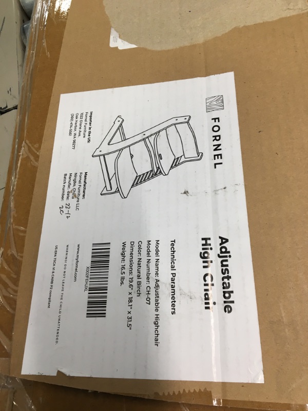 Photo 1 of Fornel Natural Birch Adjustable Wooden High Chair Baby Highchair Solution for Babies and Toddlers Dining Highchair