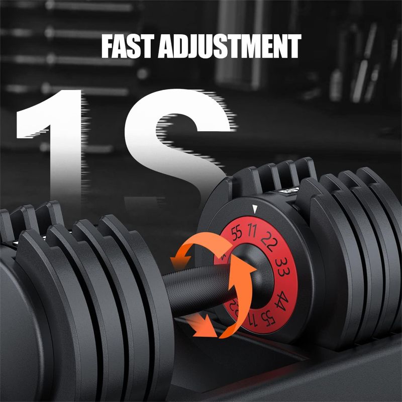 Photo 1 of Adjustable Dumbbell 25/55LB 5 In 1 Single Dumbbell for Men and Women Multiweight Options Dumbbell with Anti-Slip Nylon Handle Fast Adjust Weight for Home Gym Full Body Workout Fitness 55LB?1pc?