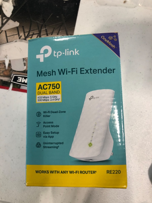 Photo 2 of TP-Link AC750 WiFi Extender (RE220), Covers Up to 1200 Sq.ft and 20 Devices, Up to 750Mbps Dual Band WiFi Range Extender, WiFi Booster to Extend Range of WiFi Internet Connection