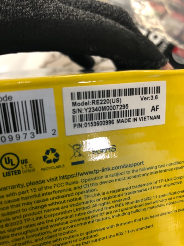 Photo 1 of TP-Link AC750 WiFi Extender (RE220), Covers Up to 1200 Sq.ft and 20 Devices, Up to 750Mbps Dual Band WiFi Range Extender, WiFi Booster to Extend Range of WiFi Internet Connection