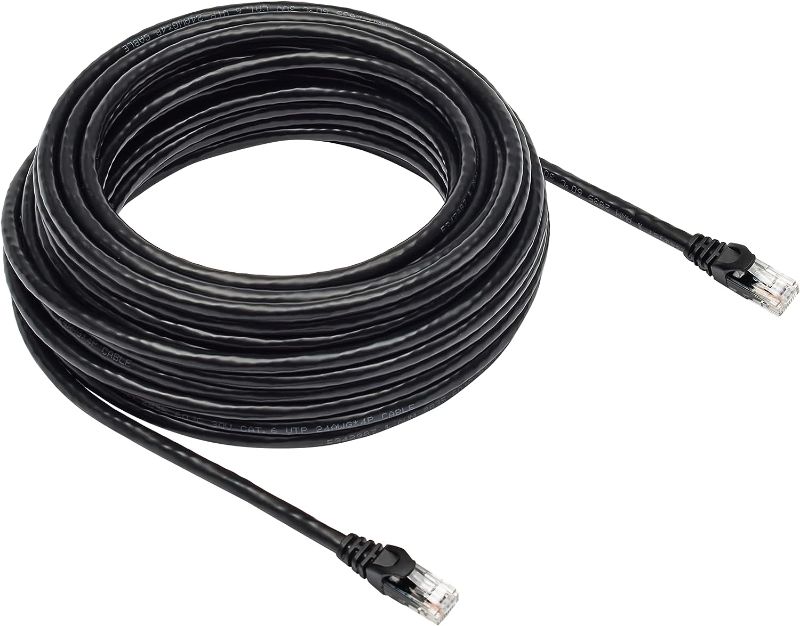 Photo 1 of Amazon Basics RJ45 Cat-6 Ethernet Patch Internet Cable - 50 Foot (15.2 Meters), Black 50 Foot 1-Pack Cable
