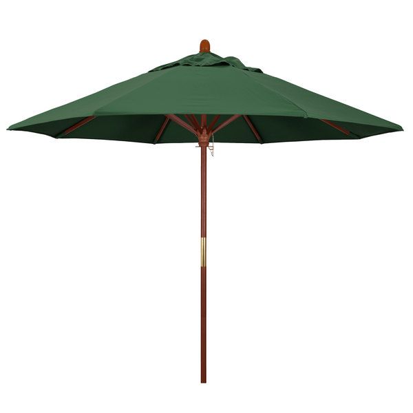 Photo 1 of 7.5' Sunbrella Wood Market Umbrella - Buttercup W/ Dark Wood Pole