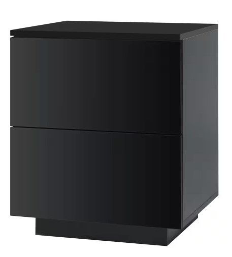 Photo 1 of 2-Drawer LED Black Nightstand 21.7 in. H x 17.7 in. W x 15.7 in. D