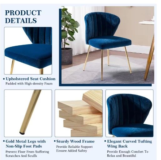 Photo 1 of Milia Navy Tufted Dining Chair (Set of 1)