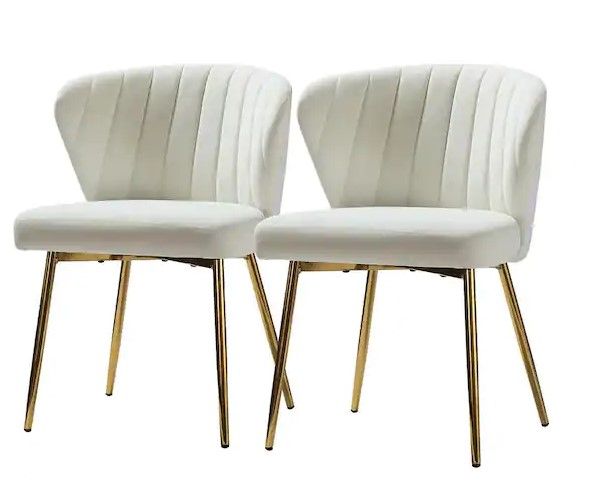 Photo 1 of Milia Ivory Tufted Dining Chair (Set of 2)
