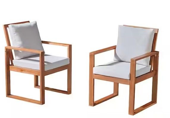 Photo 1 of  ANWT04EBO Weston Eucalyptus Wood Outdoor Dining Chairs With Gray Cushions - Set Of 2 bolton  furniture