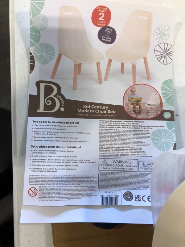 Photo 1 of B. spaces by Battat - Kid Century Modern: Chair Set – Trendy Kid-Sized Furniture Set of Two Chairs in Ivory
