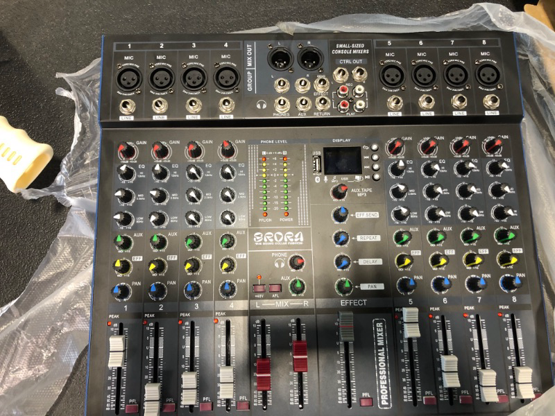 Photo 3 of 8-Channel Mixer - Professional DJ Mixer?Sound Board,Digital Mixer with Bluetooth, USB to PC Input & 48V Phantom Power Supply for Music, Podcast, Production, Streaming, Recording Studio, Gaming