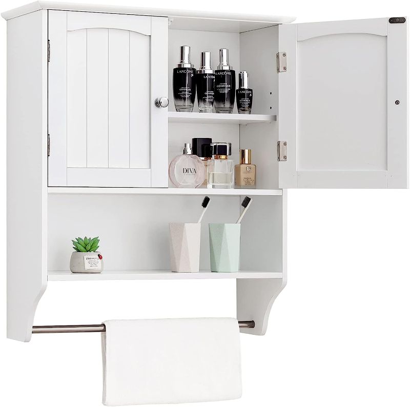 Photo 1 of Iwell Medicine Cabinet with 2 Doors & 1 Adjustable Shelf, Bathroom Wall Cabinet, Over The Toilet Storage Cabinet, Bathroom Cabinet Wall Mounted, White