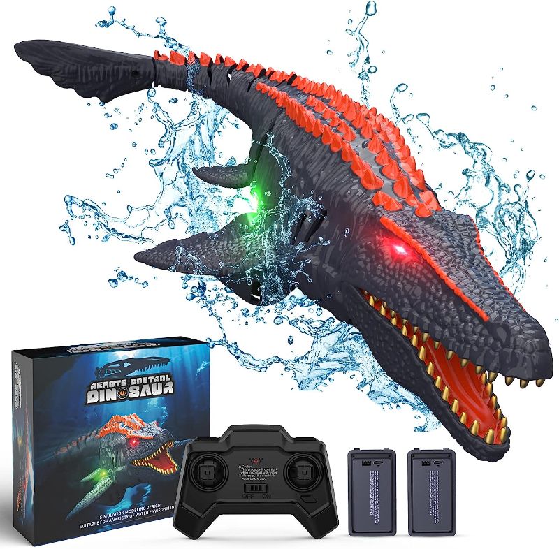 Photo 1 of Aomifmik Remote Control Dinosaur Toys for Kids, 2x1000mAh RC Boat Mosasaurus Water Toys for Swimming Pool Bathroom, Birthday Gifts for 3 4 5 6 7 8-12 Year Old Boys Girls Christmas