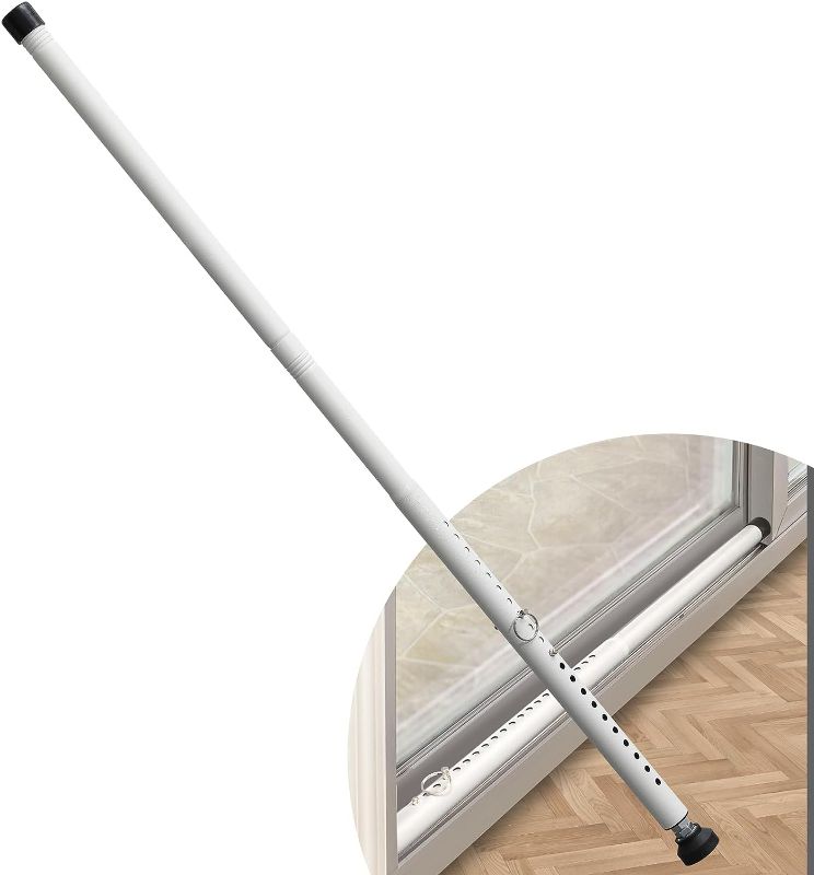 Photo 1 of Sliding Door Security Bar?17.7-50.5inch Adjustable Locking Window Safety Bar with Rubber Tips,Diameter 1inch Window Security Bar for Home Apartment ?White?