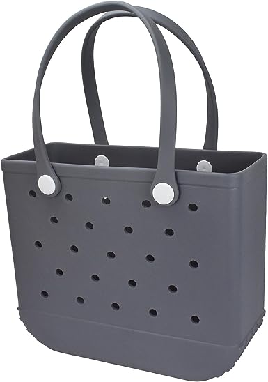 Photo 1 of angilifan X Large Rubber Waterproof Beach Tote Bag, Washable Anti-tip Durable Beach Storage Basket Hole Opening Tote Bag
