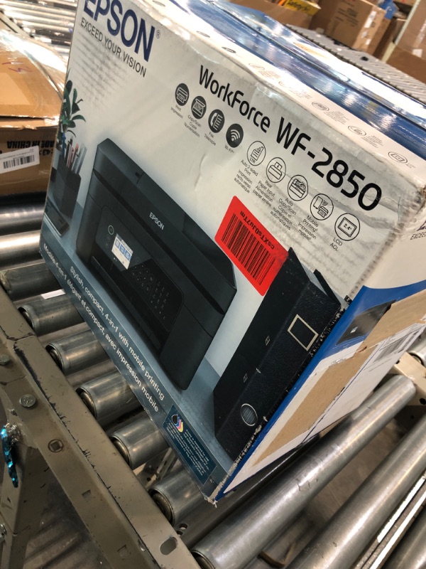 Photo 2 of Epson Workforce WF-2850 All-in-One Wireless Color Inkjet Printer, Black - Print Scan Copy Fax - 10 ppm, 5760 x 1440 dpi, 8.5 x 14, Auto 2-Sided Printing, 30-Sheet ADF, Voice-Activated, DAODYANG