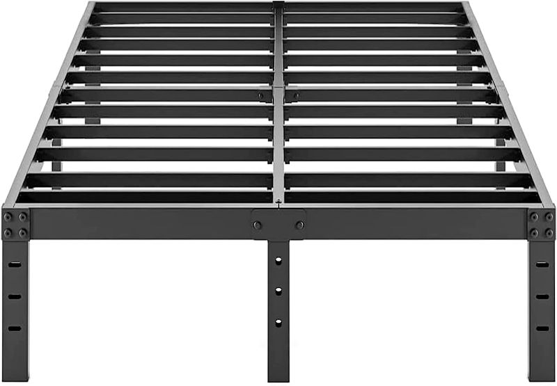 Photo 1 of ALDRICH Metal Bed Frame Queen Size - 16 Inch Tall Black Basic Anti Squeak Steel Slats Platform, Easy Assembly Heavy Duty Noise Free Bedframes, No Box Spring Needed