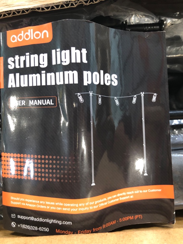 Photo 4 of addlon 4 Pack String Light Poles Pro 10ft, Aluminum Waterproof Harder Outdoor Poles with Hooks for Hanging String Lights for Patio, Garden, Wedding, Parties - Classic Black Black 4x10ft