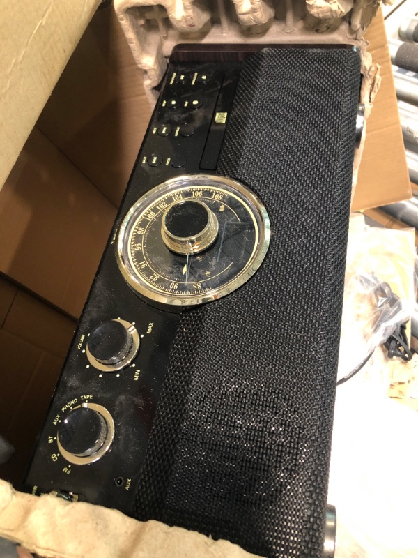 Photo 1 of Victrola Empire Mid-Century 6-in-1 Turntable with 3 Speed Record Player, Bluetooth Connectivity, Radio, Cassette and CD Player (Espresso) Espresso Record Player