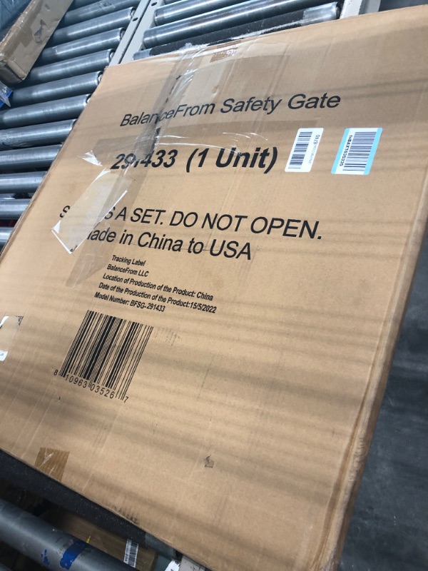 Photo 1 of BalanceFrom Easy Walk-Thru Safety Gate for Doorways and Stairways with Auto-Close/Hold-Open Features, Multiple Sizes 29.1 - 43.3 inch Cool White