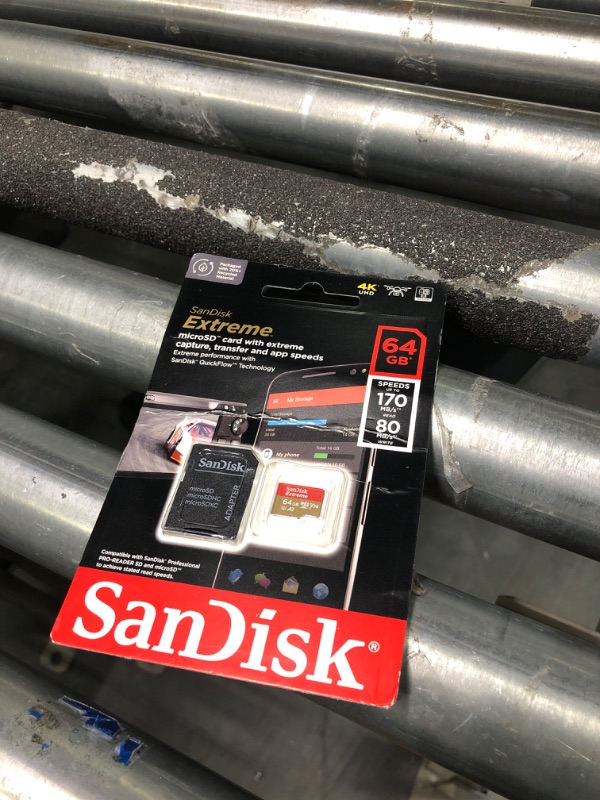 Photo 2 of SanDisk 64GB Extreme microSDXC UHS-I Memory Card with Adapter - Up to 170MB/s, C10, U3, V30, 4K, 5K, A2, Micro SD Card - SDSQXAH-064G-GN6MA 64GB Memory Card Only