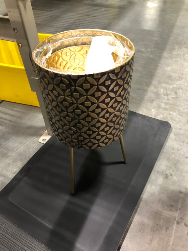 Photo 1 of 3 Piece Standing Metal Round Planters, brushed gold Cachepot with Metal 3-leg Stand, for Indoor Use
7.8" , 9", 10" sizes
removable legs
