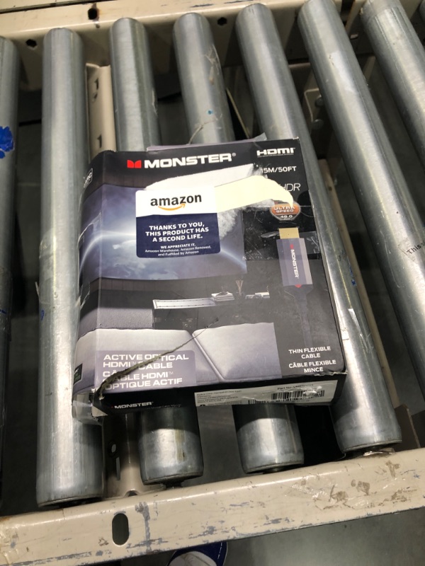 Photo 1 of Monster Essentials Directional Fiber Optic HDMI 2.1-48 Gbps Active Optical Cable Featuring Aluminum Extrusion Connector - Supports 8K @ 60HZ, 4K @ 120HZ, Premium Certified, V-Grip, 50ft
