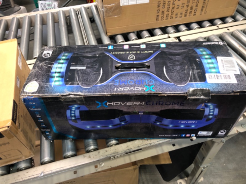 Photo 2 of Hover-1 Chrome 2.0 Electric Hoverboard | 6MPH Top Speed, 7 Mile Range, 4.5HR Full-Charge, Built-In Bluetooth Speaker, Rider Modes: Beginner to Expert Chrome 2.0 Blue