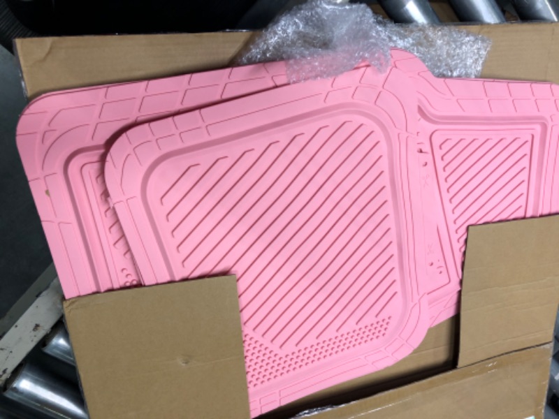 Photo 2 of CAR PASS Heavy Duty Rubber Floor Mats Pink 4-Piece Car Mat Set - Universal Waterproof Floor Mats for Car SUV Truck, Durable All-Weather Mats(All Pink)