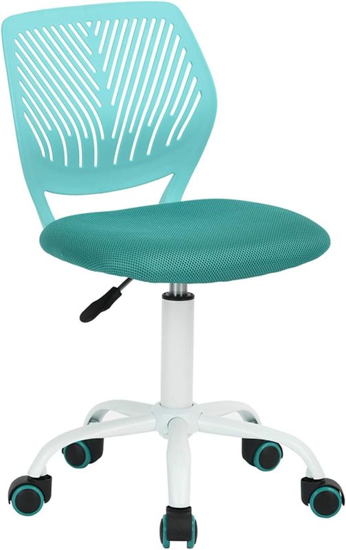 Photo 1 of  Office Task Desk Chair Adjustable Mid Back Home Children Study Chair, Turquoise