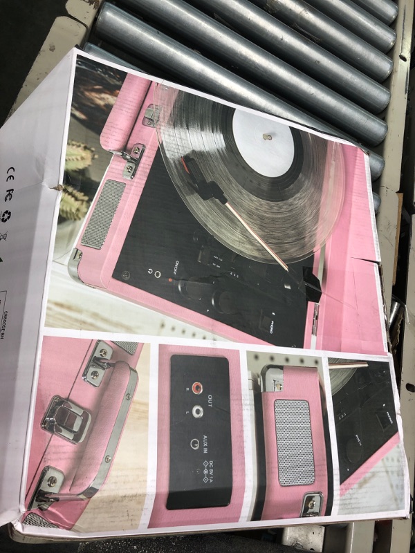 Photo 2 of Crosley CR8005E-BH Cruiser Deluxe Vintage 3-Speed Bluetooth Suitcase Vinyl Record Player Turntable, Blush Bluetooth In Blush