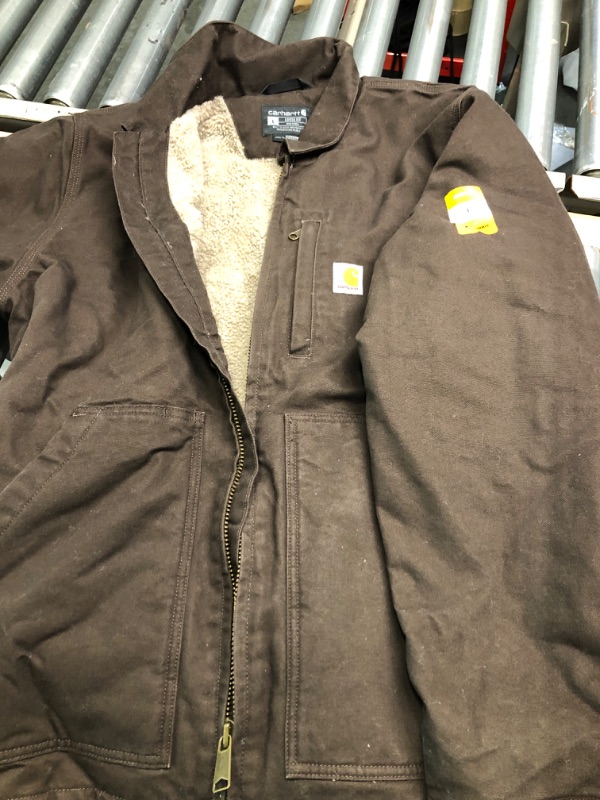 Photo 3 of Carhartt Men's Loose Fit Washed Duck Sherpa-Lined Coat Large Dark Brown