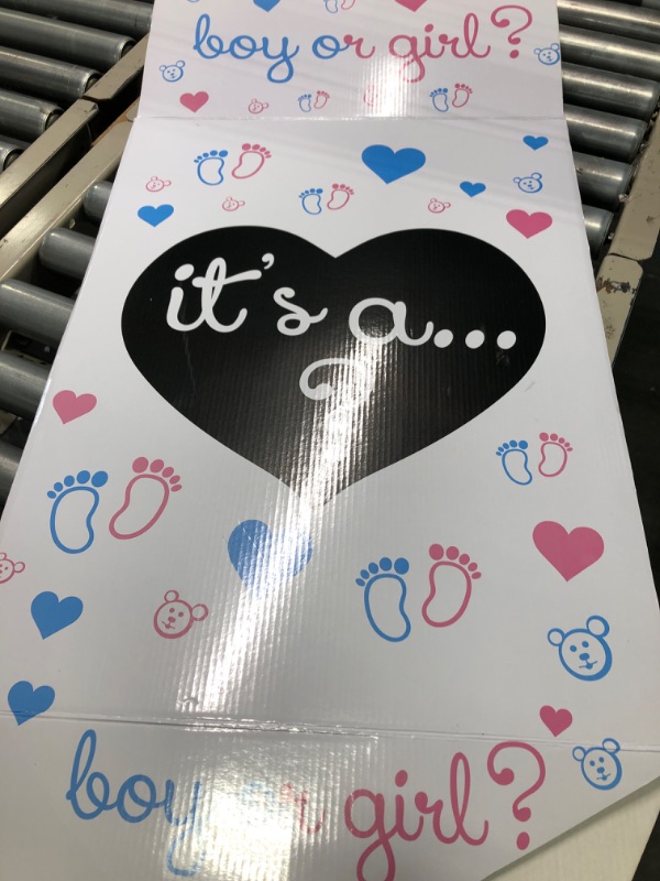 Photo 1 of Nejoe Baby Gender Reveal Box for Balloons, Party Supplies, and Decorations, Tall 18” x 18” x 24” Surprise Boxes and Event Decor for Girls and Boys, Fun for Family and Friends