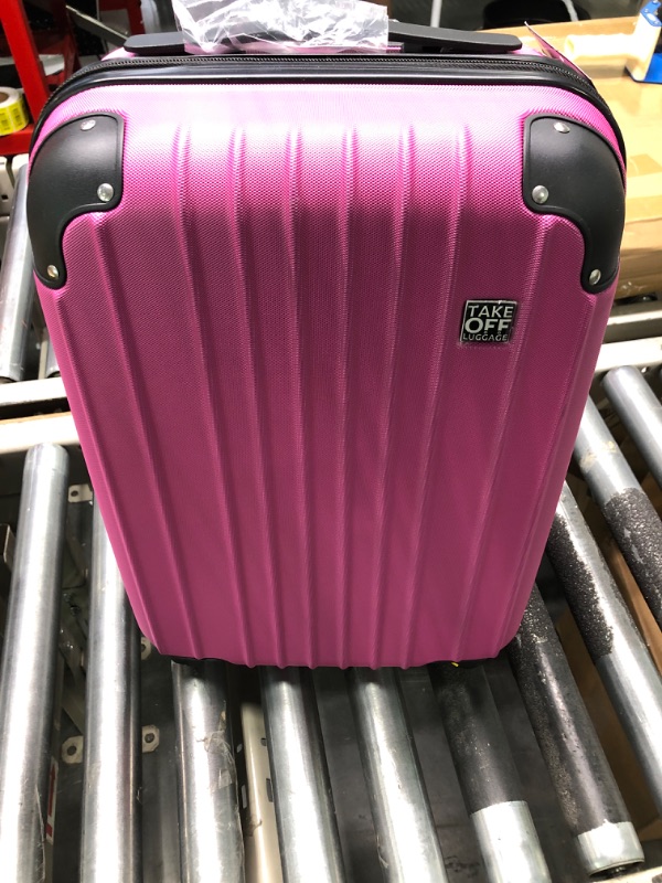 Photo 3 of Take OFF Luggage 18 inch Hardshell Carry On Suitcase that Converts into Underseater Luggage with Removable Spinner Wheels for Airline Personal Item Use Requirements, 18 x 14 x 8 Inches - Hot Pink Red 18 Inch