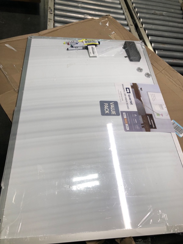 Photo 3 of Quartet Magnetic Whiteboard, 2' x 3' White Boards, Dry Erase Board Includes One Quartet dry erase marker & Marker Tray, Home Office Accessories, Euro Style Aluminum Frame (UKTE2436-ECR)