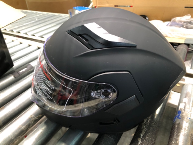 Photo 4 of 1Storm Motorcycle Modular Full Face Helmet Flip up Dual Visor Inner Sun Shield: HB89 Mattblack X-Large