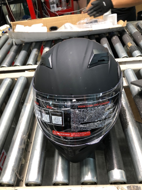 Photo 3 of 1Storm Motorcycle Modular Full Face Helmet Flip up Dual Visor Inner Sun Shield: HB89 Mattblack X-Large