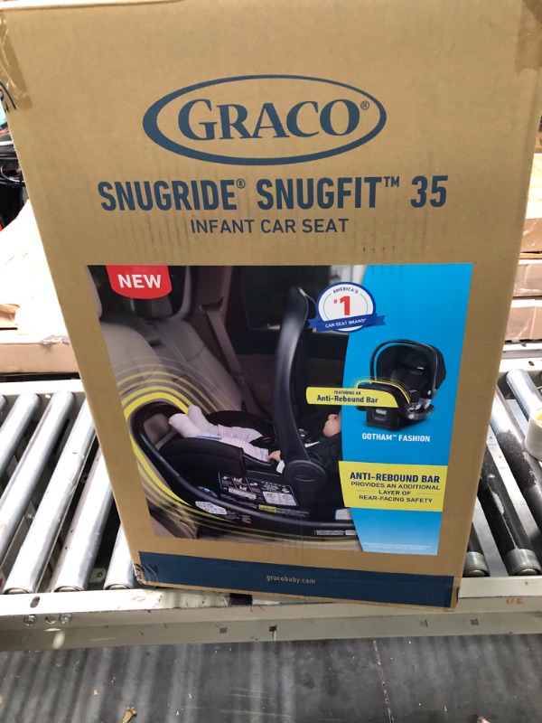 Photo 2 of Graco SnugFit 35 Infant Car Seat | Baby Car Seat with Anti Rebound Bar, Gotham With Anti-Rebound Bar 1 Count (Pack of 1) Gotham