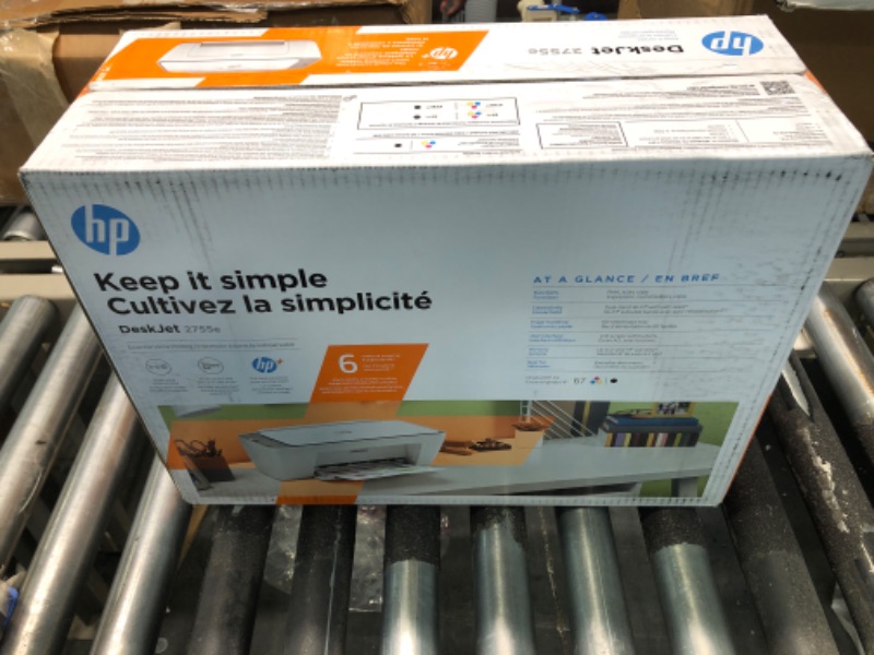 Photo 2 of HP DeskJet 2755e Wireless Color All-in-One Printer with bonus 6 months Instant Ink (26K67A), white