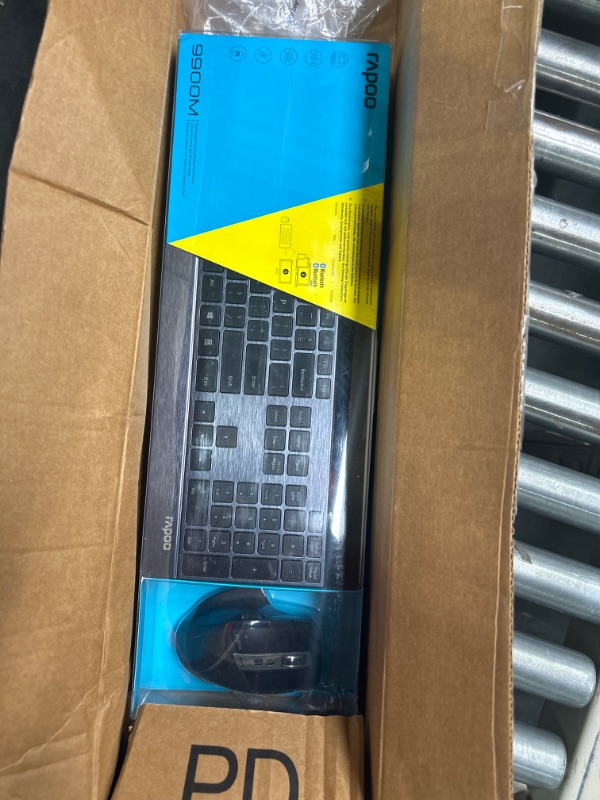 Photo 1 of RAPOO 9900M Multi Device(Bluetooth 3.0/4.0/2.4G) Wireless Keyboard and Laser Mouse Combo, Easy-Connect Up to 4 Devices, Blade Extremely Thin Keyboard and High-Precision Sensor Multi-Functional Mouse