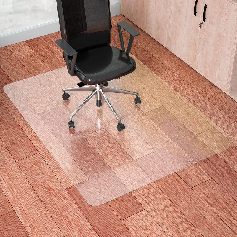 Photo 1 of 100pointONE Chair Mat for Hard Floors Clear, 60'' x 46'' Transparent Office Mats for Hardwood Floor, Plastic Desk Floor Mat Protector Wood Tile Floor for Office & Home - Rectangle
