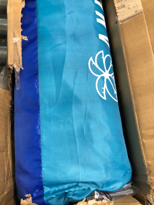 Photo 1 of AMMSUN 7ft Heavy Duty High Wind Beach Umbrella Parasols with sand anchor & Tilt Sun Shelter, UV 50+ Protection Outdoor Sunshade Umbrellas Carry Bag for Patio Garden Pool Backyard Stripe Blue
