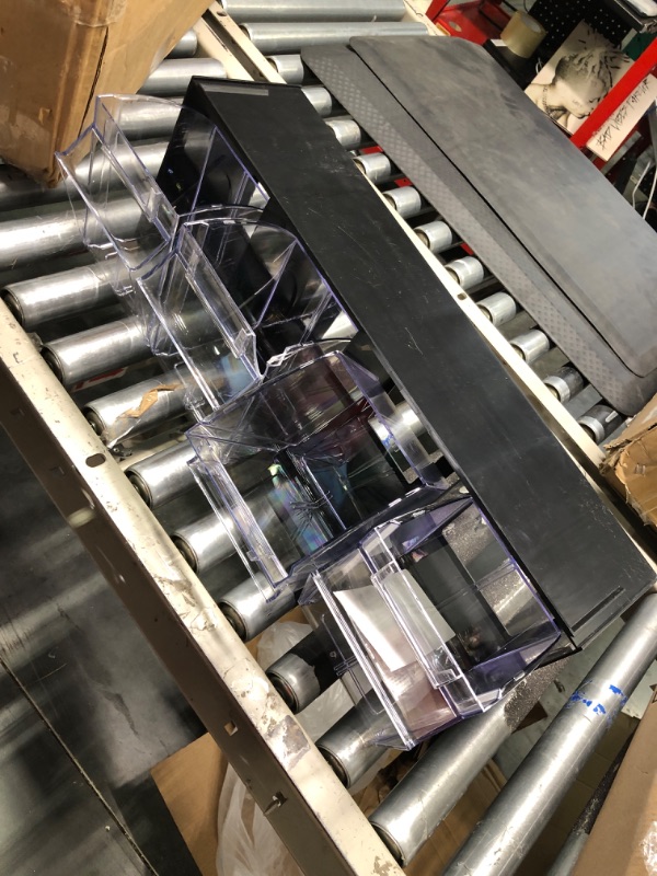 Photo 1 of Deflecto 20404OP Four-bin horizontal tilt bin storage system, 23-5/8w x 6-5/8d x 8-1/8h, black