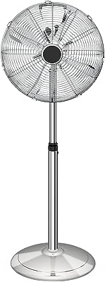 Photo 1 of 16 Inch Stand Fan, Adjustable Heights, Horizontal Ocillation 75°, 3 Settings Speeds, Low Noise, Quality Made Durable Fan, High Velocity, Heavy Duty Metal For Industrial, Commercial, Residential