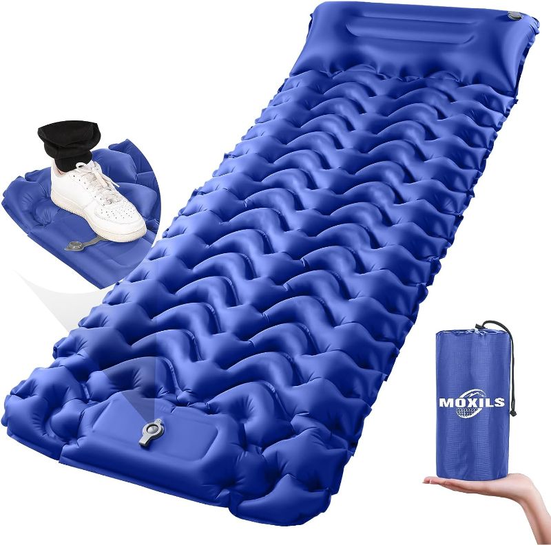 Photo 1 of  Sleeping Pad Ultralight Inflatable Sleeping Pad for Camping, 75''X25'', Built-in Pump, Ultimate for Camping, Hiking - Airpad, Carry Bag, Repair Kit - Compact & Lightweight Air Mattress(Blue)
