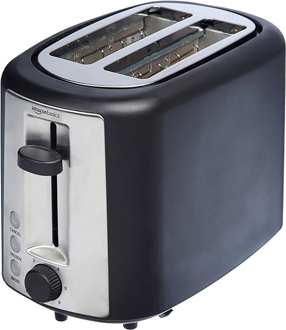 Photo 3 of Amazon Basics 2 Slice, Extra-Wide Slot Toaster with 6 Shade Settings, Black & Silver
