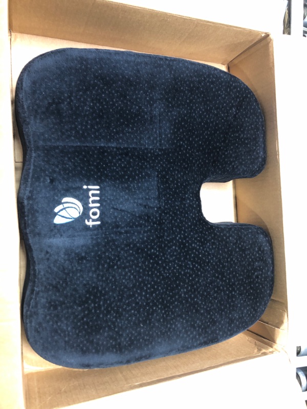 Photo 1 of FOMI Extra Thick Firm Coccyx Orthopedic Memory Foam Seat Cushion | Black Large Cushion for Car or Truck Seat, Office Chair, Wheelchair | Back Pain Relief