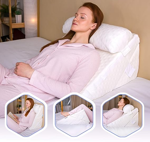 Photo 3 of Flexicomfort Bed Wedge Pillow for Sleeping -Adjustable Post Surgery Pillow (7 in 1) -%100 Memory Foam -Head Support Cushion -Incline -Leg Elevation -Pregnancy - Snoring - Washable Cover -Large 24 Inch
