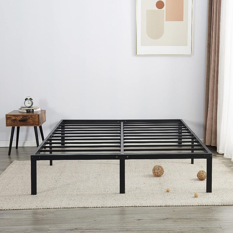 Photo 1 of AMOBRO Metal Bed Frame King, King Bed Frame,Metal 14 Inch Platform Base Foundation Heavy Duty Slats Support Easy Assembly Noise Free No Box Spring Needed Bedframe King Size, Black