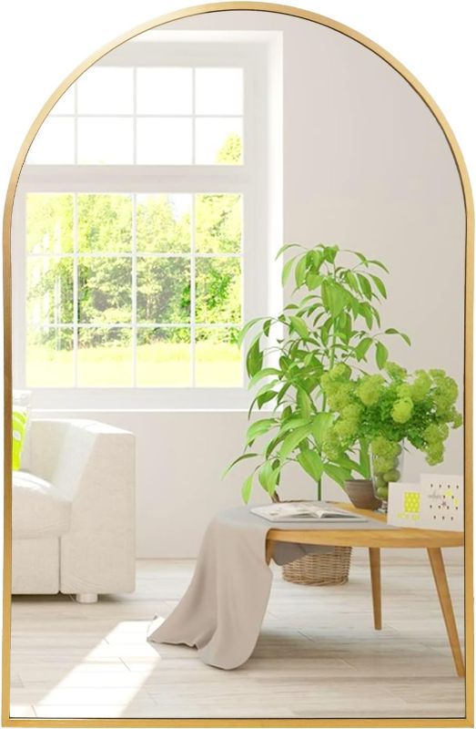 Photo 1 of Amgngala Gold Arched Mirror 20" x 30" Gold Wall Mirror for Bathroom, Arch Mirror Gold Mirror for Bedroom, Living Room, Entryway, Salon